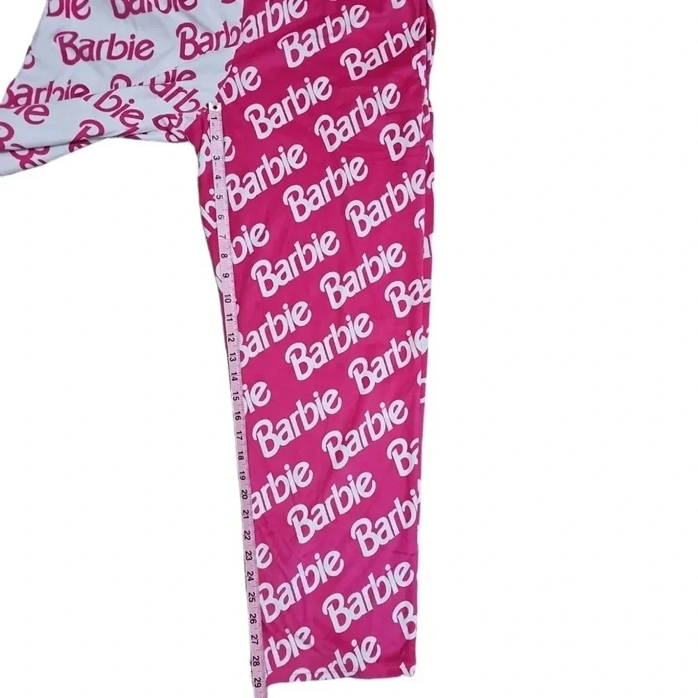 Barbie Womens Large Pajama Pants Pink White Split Logo Sleepwear Lounge Cozy Y2K - Picture 4 of 5